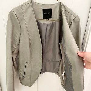 Dynamite Grey Faux Leather Blazer